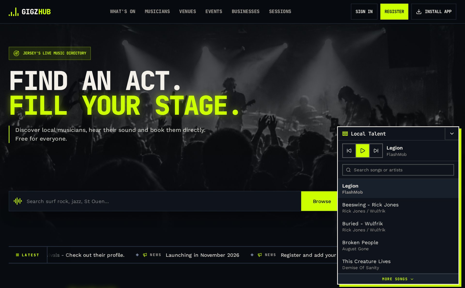 The Local Talent player — hear Jersey’s musicians as you browse